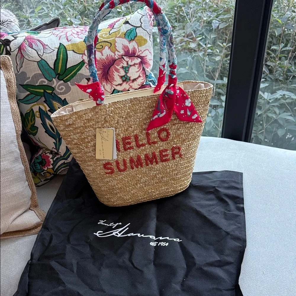 Twilly Zip Top Tote Bag w Scarves NWT Vintage Havana HELLO SUMMER 🌞